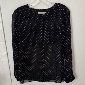 LOFT Black Blouse with White Pattern